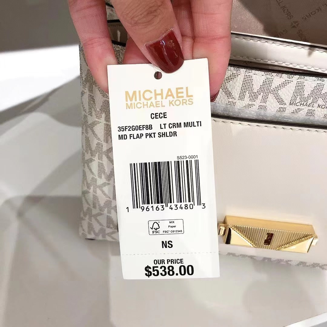 MICHAEL KORS 35F2G0EF8B Cece Medium Logo Shoulder Bag In LT CRM MULTI MICHAEL KORS 35F2G0EF8B Cece Medium Logo Shoulder Bag In LT CRM MULTI